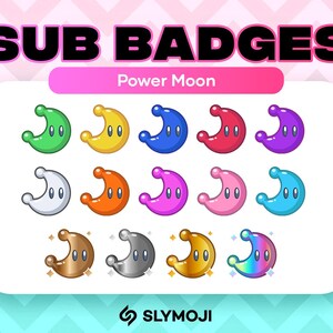 Power Moon Twitch BIT and SUB Badges | Funny Super Mario Kart World Super Mario Odyssey | Emotes | Emojis |  - Instant Download
