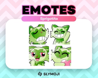 Sprigatito Emotes for Twitch Streamers, Discord, YouTube / Cute, Kawaii, Pokemon / Scarlet & Violet