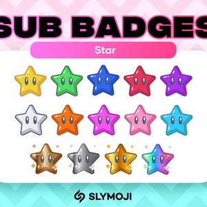 Star PowerUp Twitch BIT and SUB Badges | Funny Super Mario Kart World Super Mario Wonder | Emotes | Emojis |  - Instant Download
