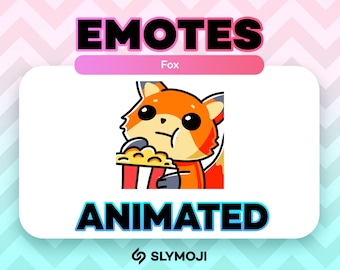 Animated Fox Eating Popcorn Emote - Cute Kawaii Chibi Twitch Emoji - Instant Download