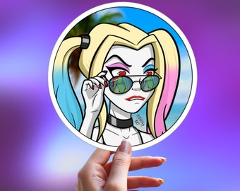 Sticker été Harley Quin. Cadeau pour les fans de Harley Quin. bandes dessinées. Harlivy. Harley Quin et l'herbe à puce. Cadeau pour les fans d'Harlivy