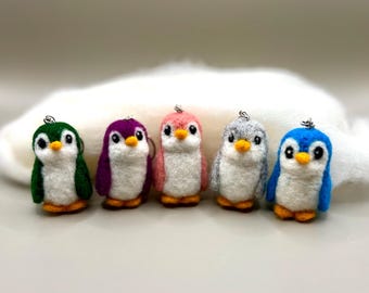 Penguin Bag Charm; Unique Gift; Handmade; Purse Charm; Felted Penguin; Valentines; Easter; Key Chain; Needlefelt; Miniature