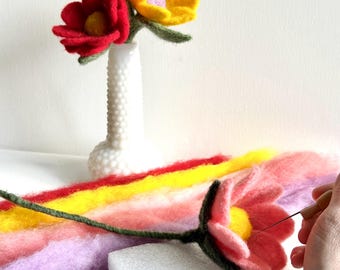 Needle Felted Flower Bouquet Instructions (PDF Pattern)