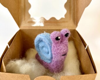 Needle Felted Wool Snail Ornament: Custom Color Christmas Decor