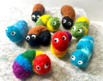 Needle Felted Wool Caterpillar: Handmade Pocket Pet