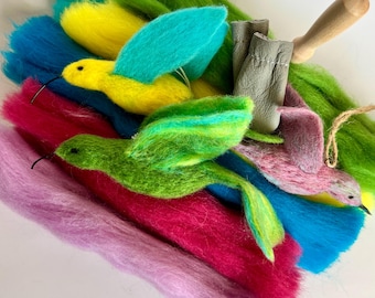 Make Your Own Needle Felted Wool Hummingbird Kit; Great Gift; Handmade; Sustainable; Handcrafted; Unique Craft; Craft Kit; Kids Craft