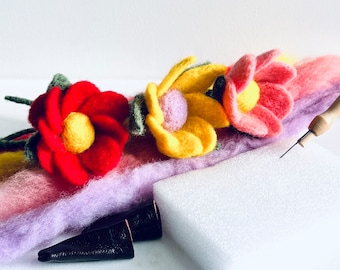Make Your Own Needle Felted Wool Flower Kit; Arts and Crafts; Unique; DIY; Needle Felting; Wool; Felting; Kit; Kids Craft