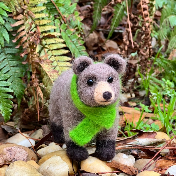 Needle Felted Wool Bear Sculpture