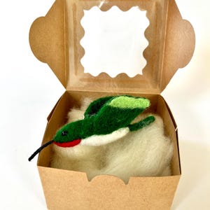 Needle Felted Wool Hummingbird Ornament; Unique Gift; Handmade; Christmas Ornament; Handcrafted; Christmas Decor