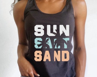 Sun Salt Sand Women's Tank Top, Summer Tank Top, Beach Life Shirt, Assorted Colors Racerback Tank