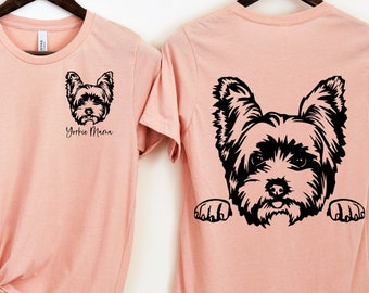 Yorkie Mom pocket Shirt, Yorkie Mama Shirt, Yorkshire Terrier, Dog Mom, Shirt, Gift,  Yorkie T-Shirt, Front Back Printed Shirt, Dog Mom Tee