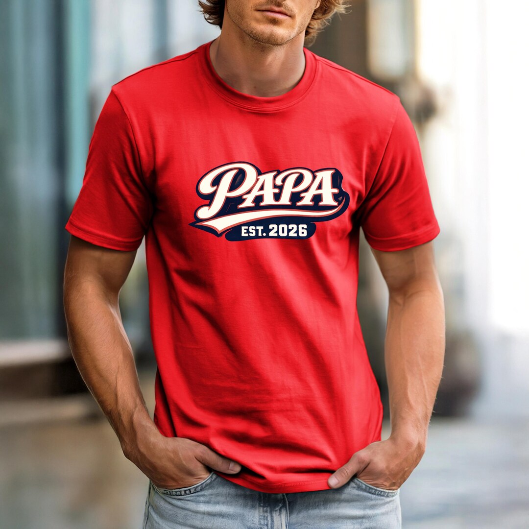 Script Papa Papa Est. 2026 T-shirt | Retro Script Papa Tee | Papa Gift | Gift for ...