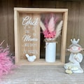 Handmade wooden box with ceramic vase and dried flowers, gift for mom, Mother's Day decoration with the saying  product logo