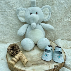 Cuddly toy - elephant, cuddly toy personalizable with name and date, christening gift, baby party - for birth, for birthday, baby gift