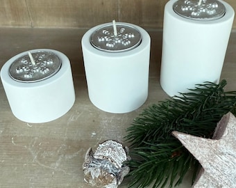 Ceramic candle holder set | Handmade tealight holders made of cast ceramic | Boho decoration | Gift idea | Handmade home decoration - Christmas decoration