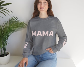 Mama Sweatshirt - Cadeau de fête des mères pour maman - Vêtements mode pour femmes - Meilleur cadeau de fête des mères - Tenue tendance - Avec imprimé manches LOVE