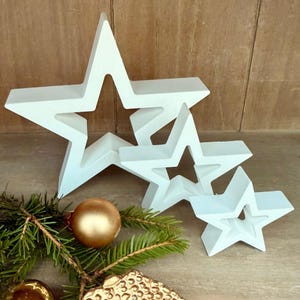 Handgemachte Keramik Sterne einzeln oder Set aus Gusskeramik in 3 Größen – Deko Sterne für Zuhause, Geschenkidee, Tischdeko, Weihnachtsdeko
