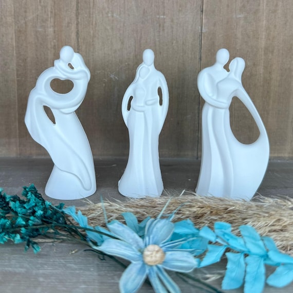 3 Paare Figuren aus Gusskeramik handgemacht sommerliche Deko Figuren Set Paar Skulptur Urlaub Deko Geschenk kleine Figuren, Home Deko