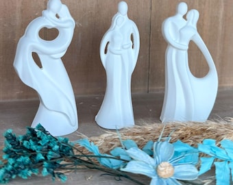 3 Paare Figuren aus Gusskeramik handgemacht sommerliche Deko Figuren Set Paar Skulptur Urlaub Deko Geschenk kleine Figuren, Home Deko