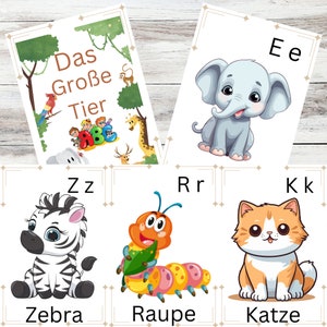 Tarjetas didácticas del alfabeto para niños: divertido aprendizaje de pestañas con 26 simpáticos animales, ¡perfectas para niños pequeños y preescolares!