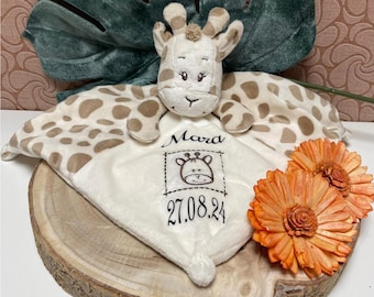 Comfort blanket giraffe, personalizable with name and date - christening gift - baby party - birth - birthday - baby gift