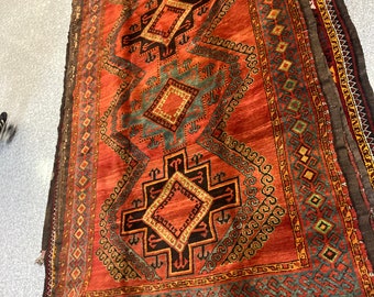 Handmade Kazakh vintage carpet from 1960s