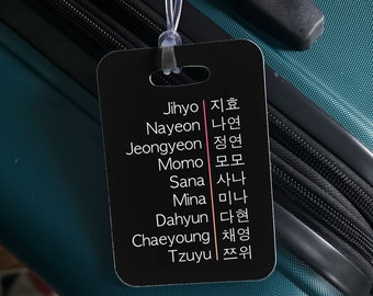 OT9 English/Korean Luggage Bag Tag (white text)- K-pop Travel Gift - Adult K-pop present - KPOP addict merch - Fandom giftTzuyu, Nayeon,