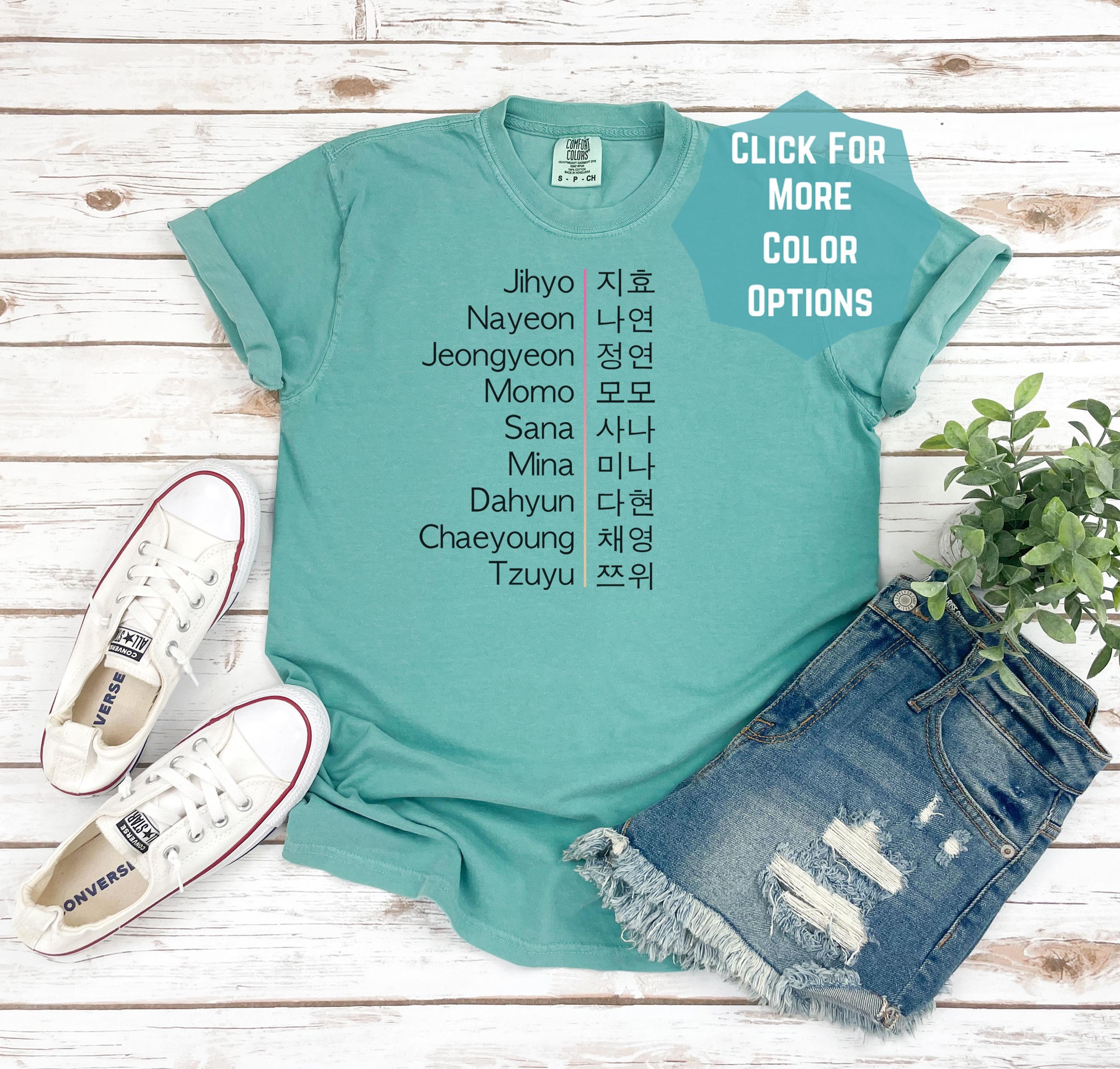 OT9 English/Korean (black) T-Shirt, Kpop Lover Shirt, Kpop Lover Gift, Kpop Shirt, Kpop Gift, Kpop Fan Shirt, Fan Gift, Tzuyu, Nayeon, Sana
