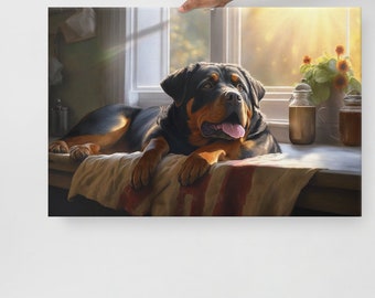 Rottweiler Schöner Leinwanddruck - Rottweiler Liebhaber - Hundebesitzer - Geschenk - Kunstwerk - Haustierkunst