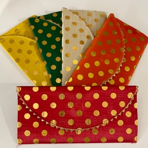 Goldpunkte Shagan Umschläge Indische Hochzeit Bevorzugung Geschenkideen Bevorzugungen, Mehndi Geschenk Bevorzugungen, Geldumschlag, Geldbrieftasche shagun Umschlag