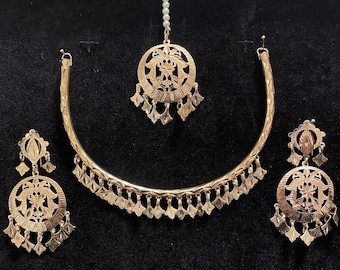 Vergulde chokerset uit Punjabi, Indiase huwelijkssieraden