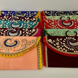 Peacock Embroidery Clutch  Indian Shagan Wedding Favour Gift Ideas Favors,Mehndi Gift Favors,Money envelope, Money wallet, shagun envelope