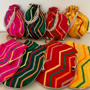 Retro Indiase zigzag Shagan bruiloft patroon potli huwelijkscadeau gunst Mithai handtas tassen