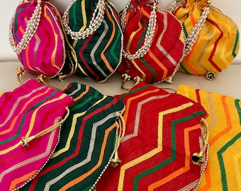 Retro Indian ZigZag Shagan modello di nozze potli regalo di nozze bomboniera Mithai borse a mano