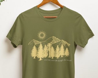 Over the river and through the woods shirt, Hiking shirt,  Nature Lovers shirt, Retro Hiking Shirt, Cute camping shirt