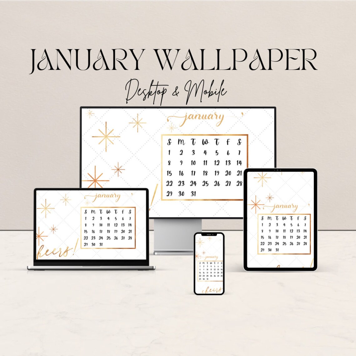 January 2023 Wallpaper Instant Download Desktop Wallpaper - Etsy