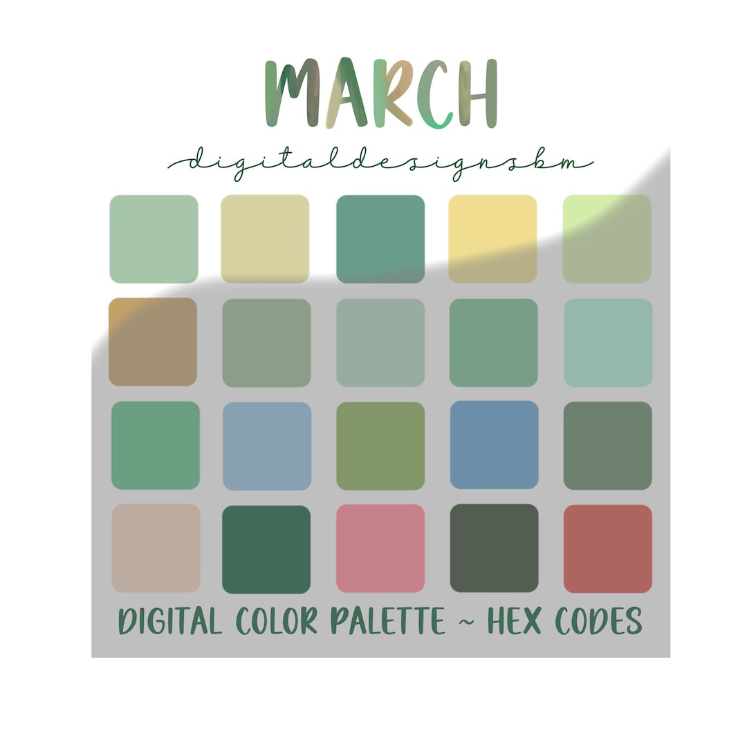 March Color Palette Digital Color Palette Ipad Procreate Etsy