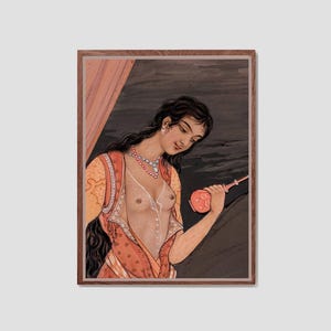 Persian Miniature Art Print | Elegant Lady with Perfume Bottle | Vintage Iranian Artwork Poster for Home Décor |Persian Woman Vintage Poster