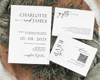 Elegant Wedding Invitation Template 4x Piece Set | Ready-to-Send | Digital Invite | Invitation Template | Editable | Instant Download | 1