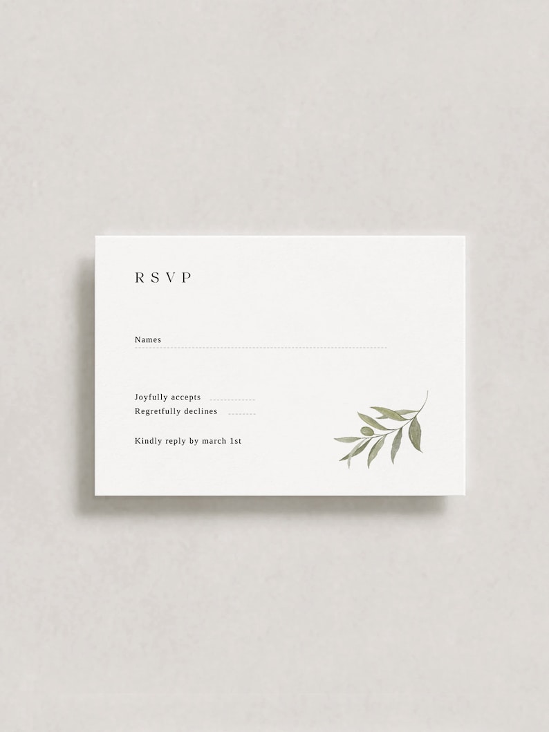 Olive Wedding Invitation Template 3x Piece Set Ready-to-Send Digital Invite Invitation Template Editable Instant Download 23 image 4