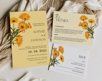 Floral Wedding Invitation Template 3x Piece Set | Ready-to-Send | Digital Invite | Invitation Template | Editable | Instant Download | 19