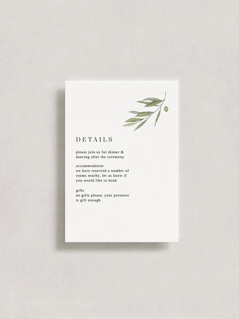 Olive Wedding Invitation Template 3x Piece Set Ready-to-Send Digital Invite Invitation Template Editable Instant Download 23 image 3