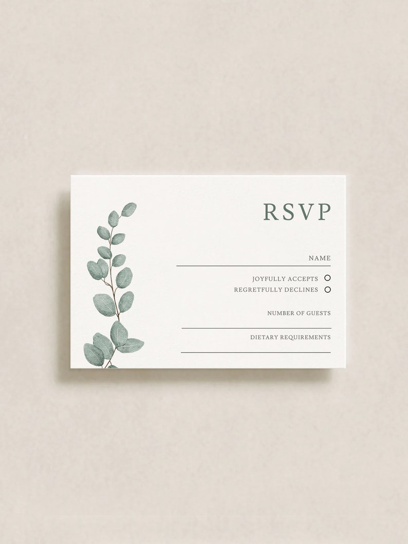 Eucalyptus Wedding Invitation Template 3x Piece Set Personalised Digital Invite Invitation Template Editable Instant Download 16 image 4