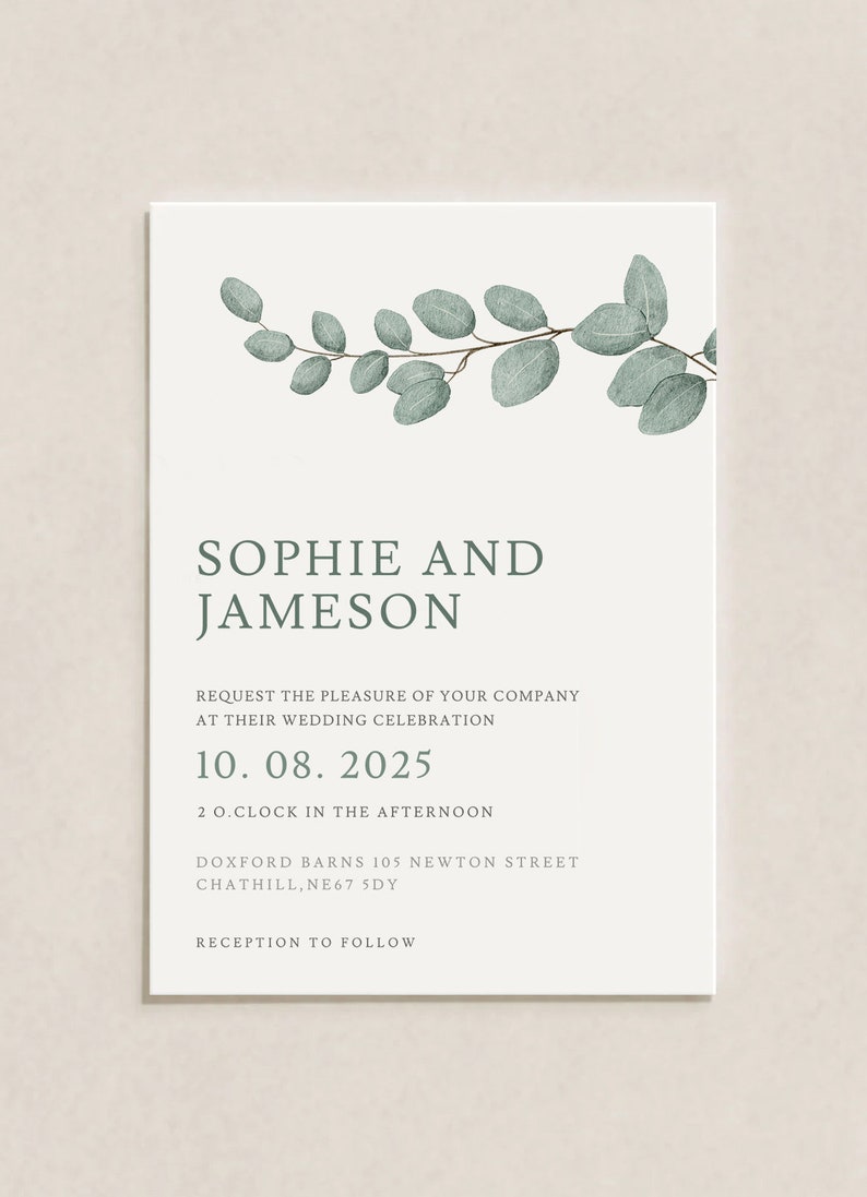 Eucalyptus Wedding Invitation Template 3x Piece Set Personalised Digital Invite Invitation Template Editable Instant Download 16 image 2