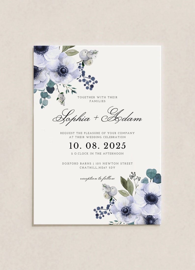 Floral Wedding Invitation Template 3x Piece Set Ready-to-Send Digital Invite Invitation Template Editable Instant Download 14 image 2