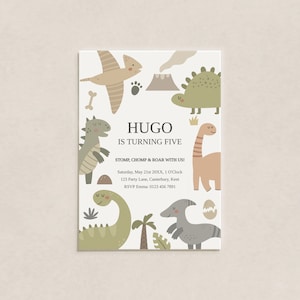 DIGITAL Download Children's Party Invitation, Dinosaur, Mobile Phone Invite, Personalised Kids Birthday Invitation, Ready-to-Send | 30