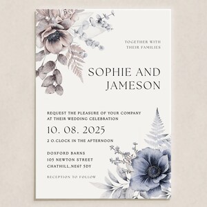 Floral Wedding Invitation Template 3x Piece Set Personalised Digital Invite Invitation Template Editable Instant Download 10 zdjęcie 2