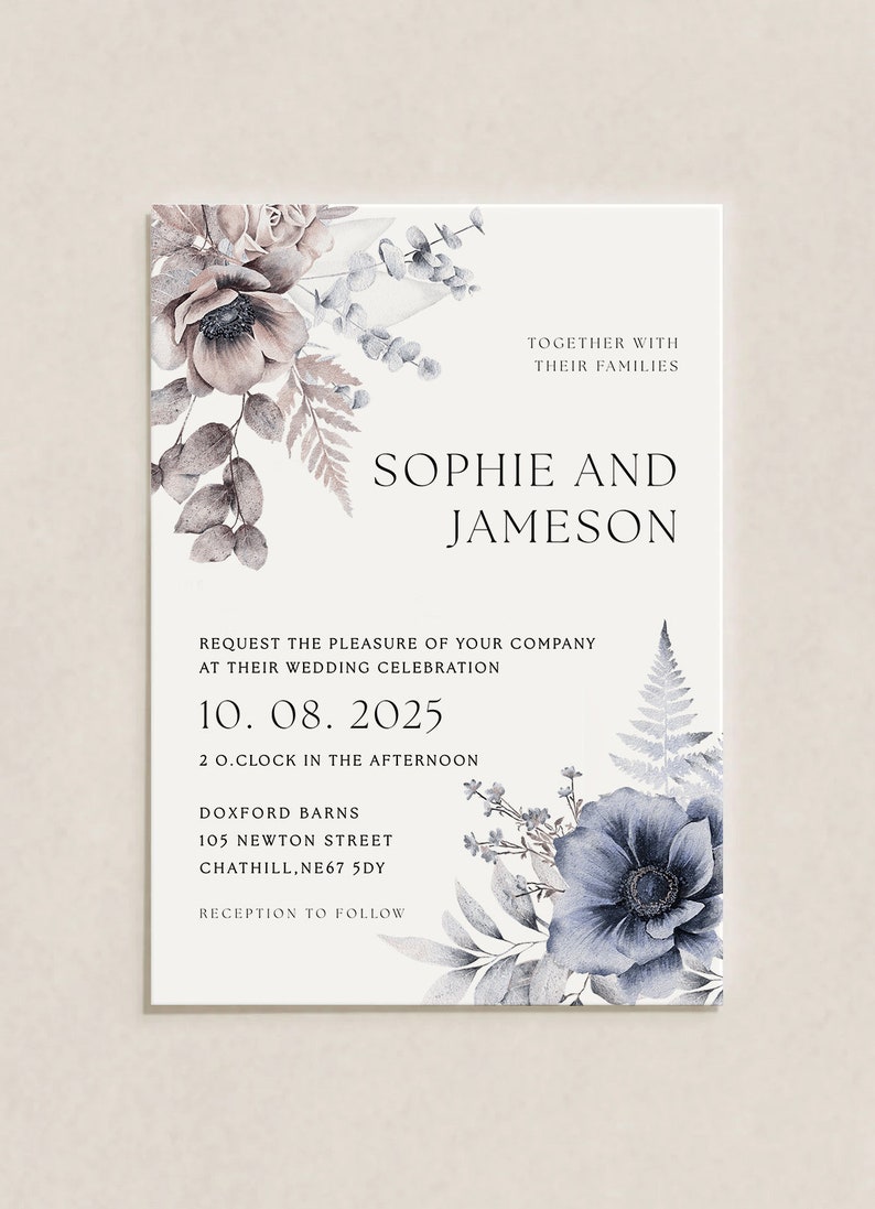 Floral Wedding Invitation Template 3x Piece Set Personalised Digital Invite Invitation Template Editable Instant Download 10 image 2