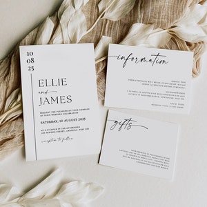 Elegant Wedding Invitation Template 5x Piece Set | Ready-to-Send | Digital Invite | Invitation Template | Editable | Instant Download | 3