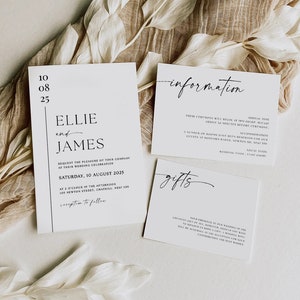 Ensemble de 5 modèles de faire-part de mariage élégant | Prêt à envoyer | Invitation numérique | Modèle d'invitation | Modifiable | Téléchargement instantané | 3
